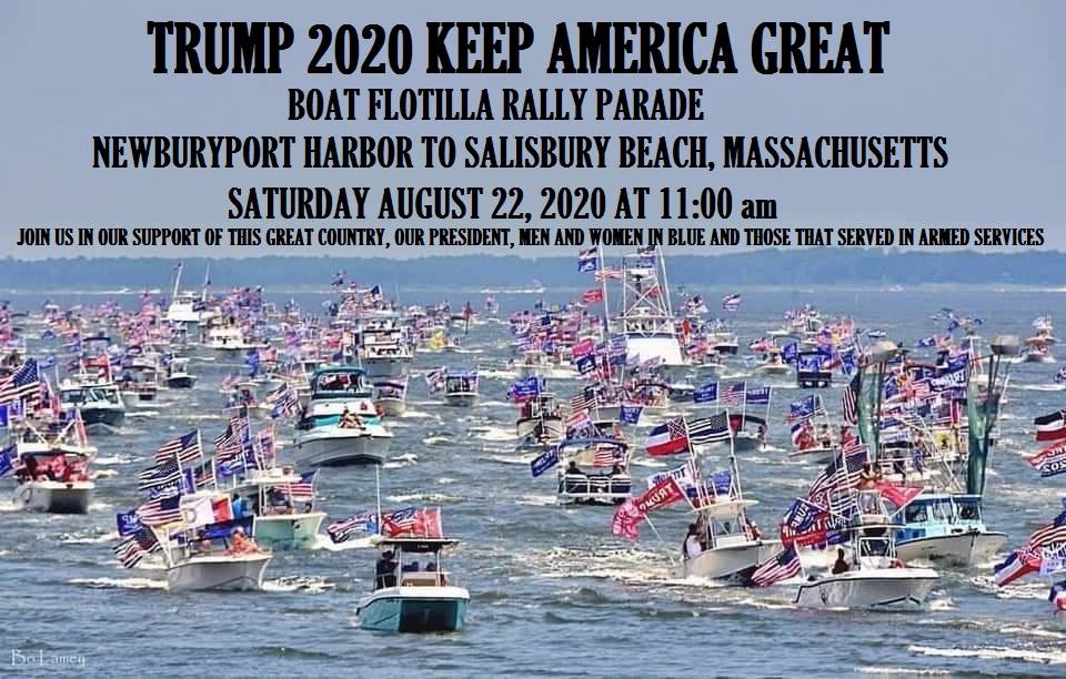 TRUMP 2020 BOAT PARADE Newburyport Harbor to Salisbury Beach Boston